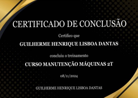 Exemplo de certificado do curso
